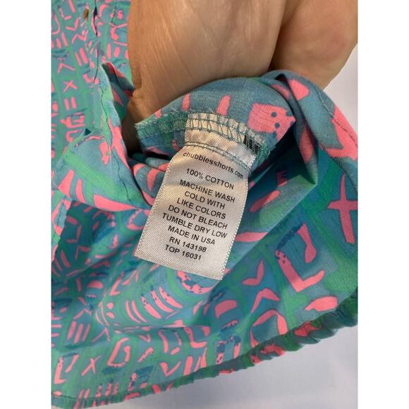 Chubbies The Nutter Shirt Hawaiian Southwestern Aztec Tribal USA LRG Blue Pink - Picture 4 of 4